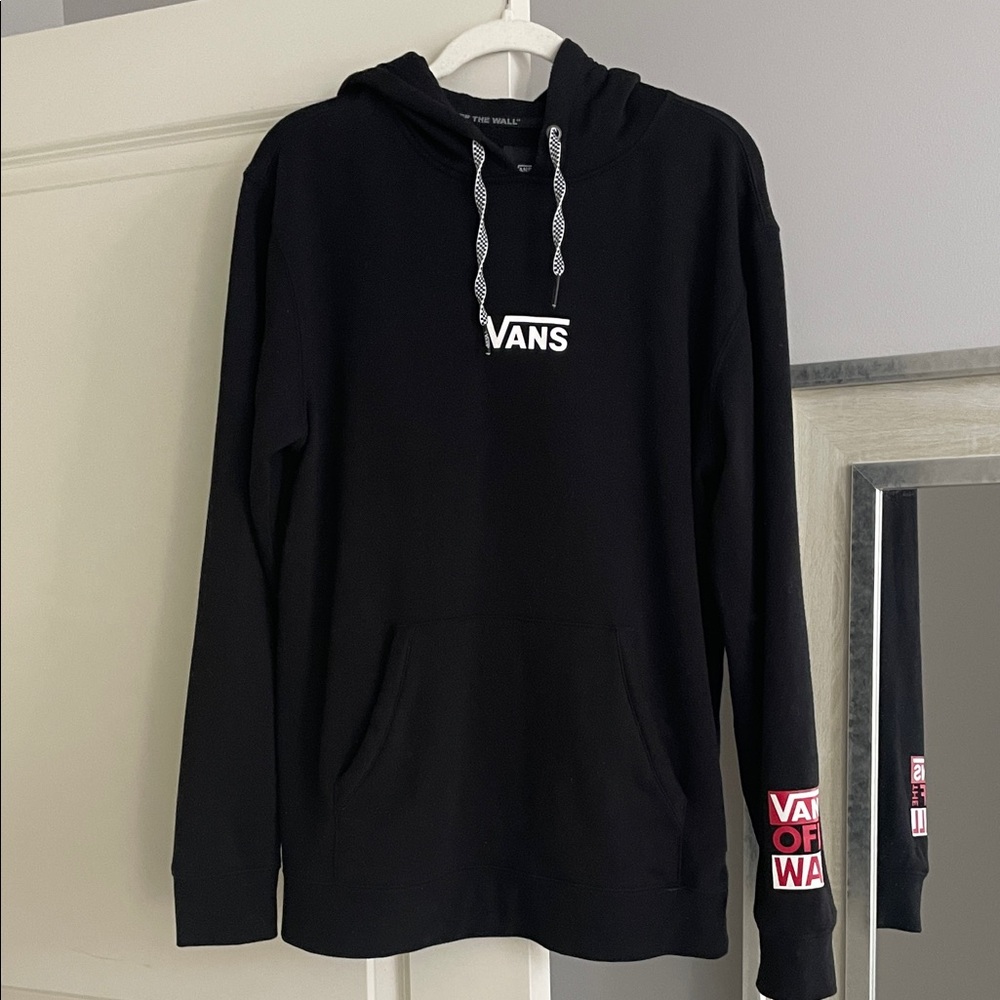 Vans Black Hoodie with White and Red Accents